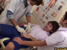 Young Asian boy gets threesome at the doctor’s office with hot anal and facial scene.