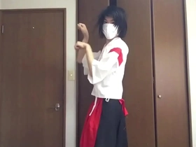 Mikos solo play in a skin-tight cosplay outfit
