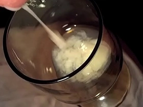 Solo boy Asian masturbates and cums in three glasses.