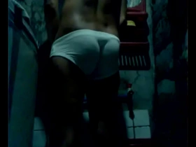 A naked jerk with a hard cock found himself in a rather kinky situation.