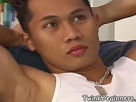 Young Asian man enjoys masturbation
