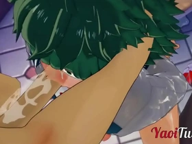 Boku No Hero Yaoi: Deku and Bakugou in a steamy blowjob scene.