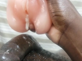 Fun sex with a black girl and a sex doll made me cum twice