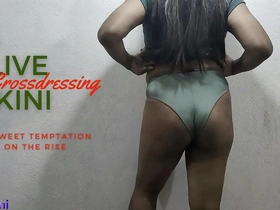 Indian trans beauty in hot olive bikini, femdom action
