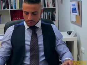 Gay boss James Castle in suit gets some anal action from Klein Kerr