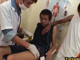 Asian twink gets off after a three woman and one man sexual experience and oral sex with doctors.
