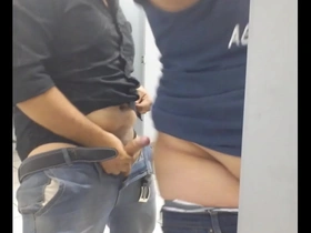 Gay bear has raw sex in public restroom