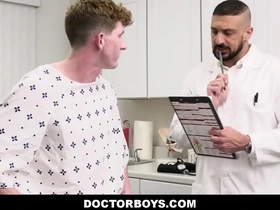 Straight twink gets a taboo threesome with two gay doctors