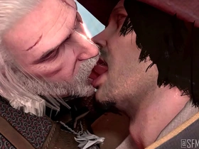 Kiss with tongue in the gay animated game Obbi-mation