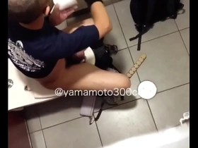 Gay Japanese toilet scene with a handjob