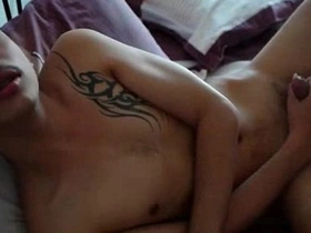 Young Thai gay boy Kai masturbating his Asian cock