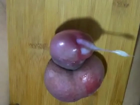 Orgasm and pain with testicle milking