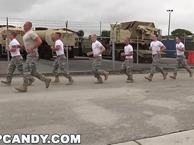 Marines in uniform have a glory hole party with gay sex