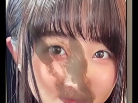 Japanese bukkake-style cum tribute on moms face