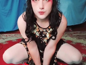 CrossdresserKitty is a hot shemale with a big ass in a milf dress.