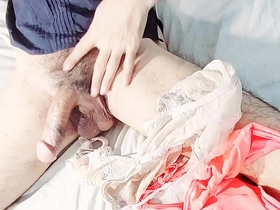 This is a solo masturbation scene of an Asian man on Halloween.