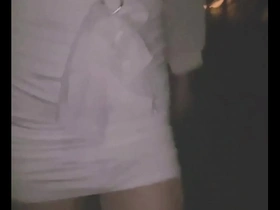 A sissy slut in a pocket skirt, meatball, and heels gets some outdoor action for the first time.