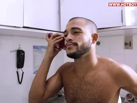 Muscular guy gets anal sex in a hardcore scene.