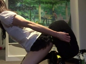 Small penis boy enjoys toy-assisted anal sex in stockings